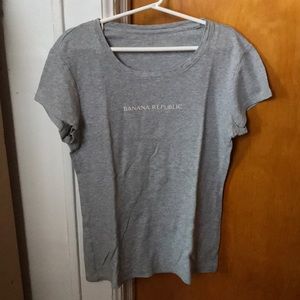 Women’s Banana Republic Logo Words Gray Grey T-Shirt Top Size M